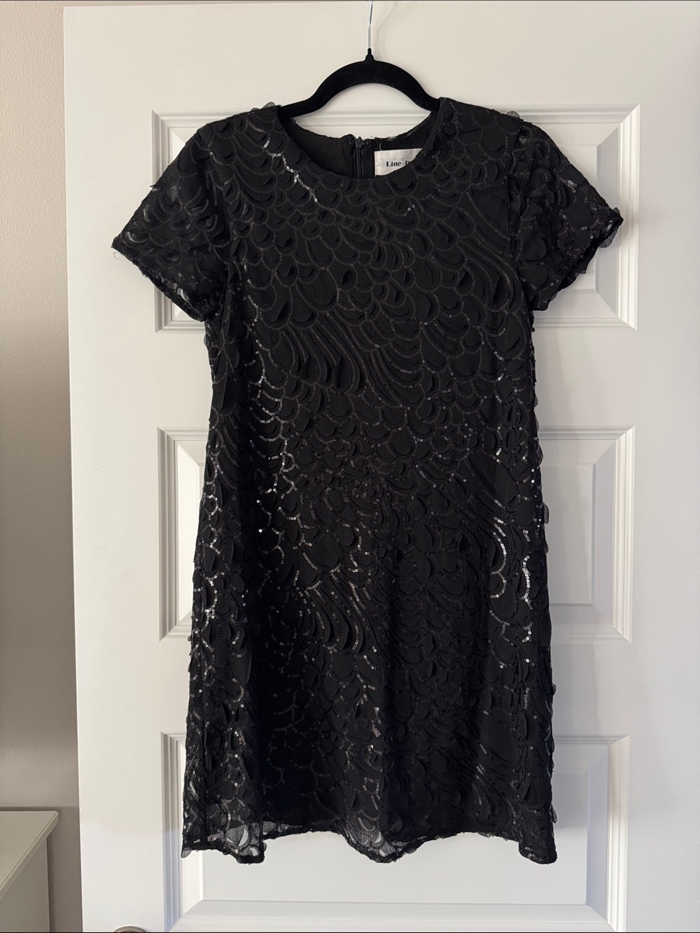 Line & Dot Black Sequin Lace Mini Dress